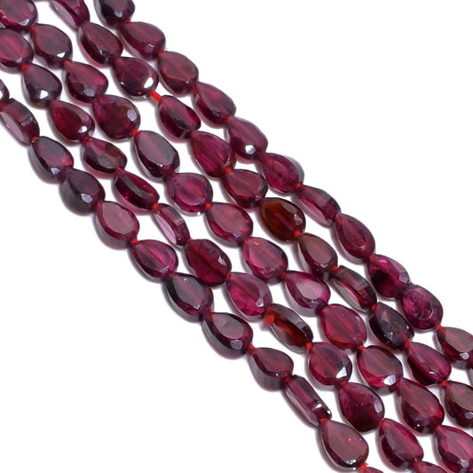 Garnet Faceted Stone Beads Pear Shape Strand In 4x6-5x8mm Size