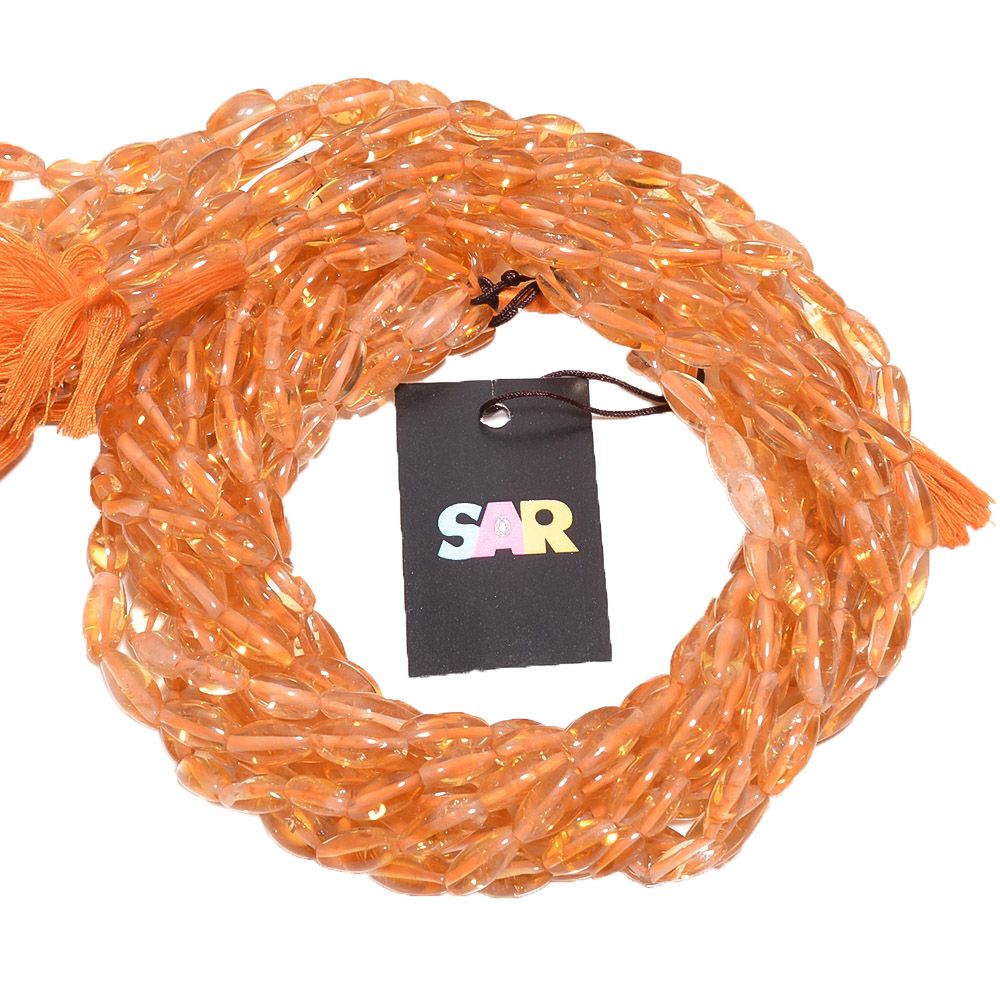 Citrine Smooth Beads Rice Shape(12x5mm)