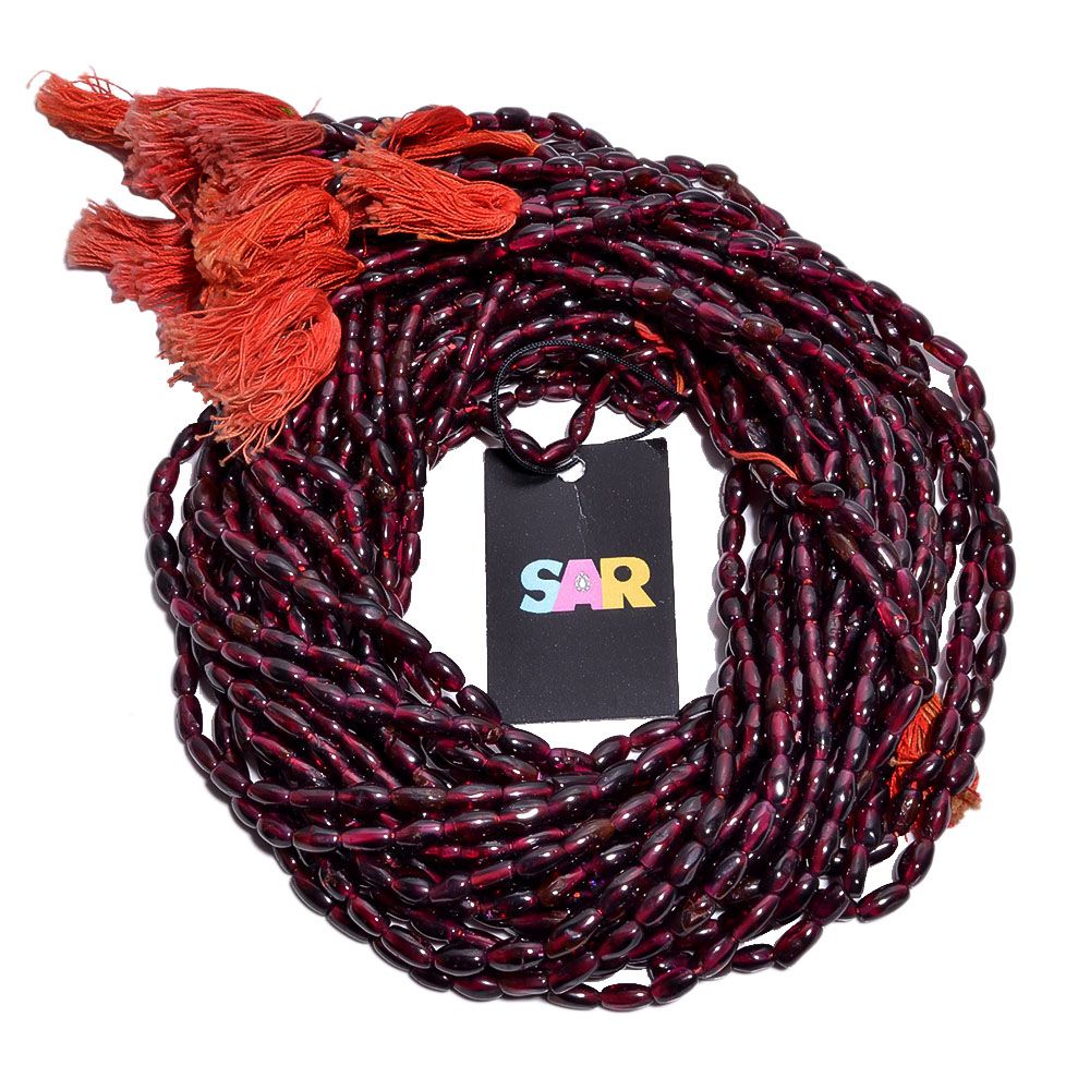 Garnet Smooth Rice Beads In 4x7-4x8mm Size