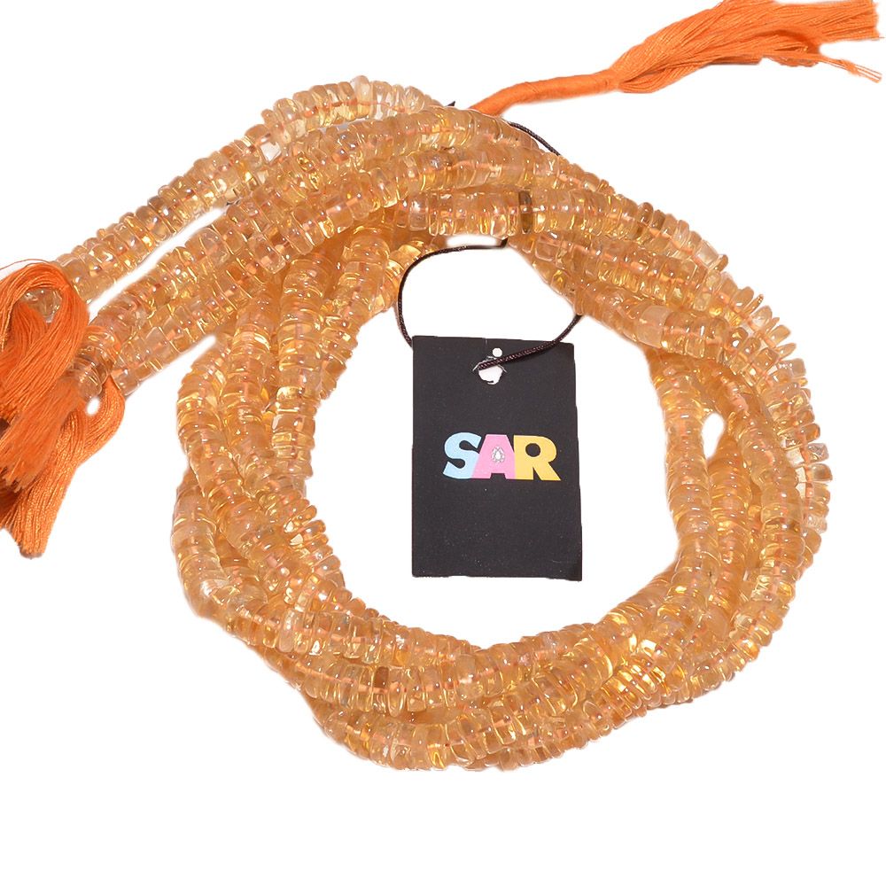 Citrine Smooth Beaded Beads Wheel Shape- 6x10 mm