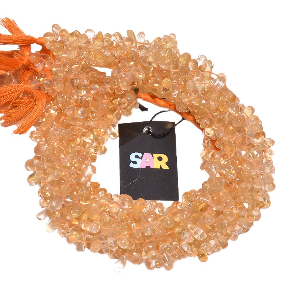 Citrine Plain Beaded Beads Drop Shape Strand In 8x4-15x6mm Size