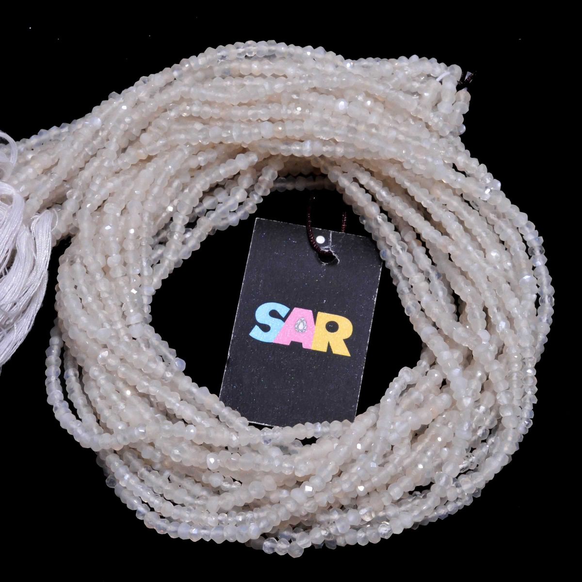 Moon Stone 3mm Fine Faceted Roundel Beads Strand, Moonstone Faceted Roundel Beads, Natural Moonstone Beads