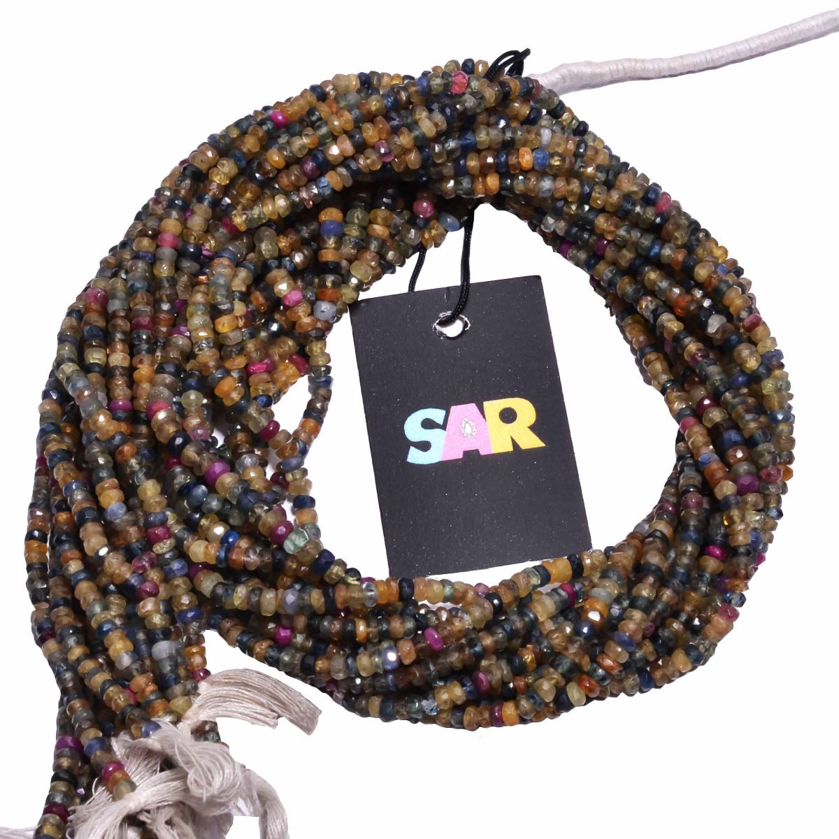 Multi Sapphire 3.5-4mm Faceted Roundel Beads Strand, Multi Sapphire Stone Beads, Multi Sapphire Beads