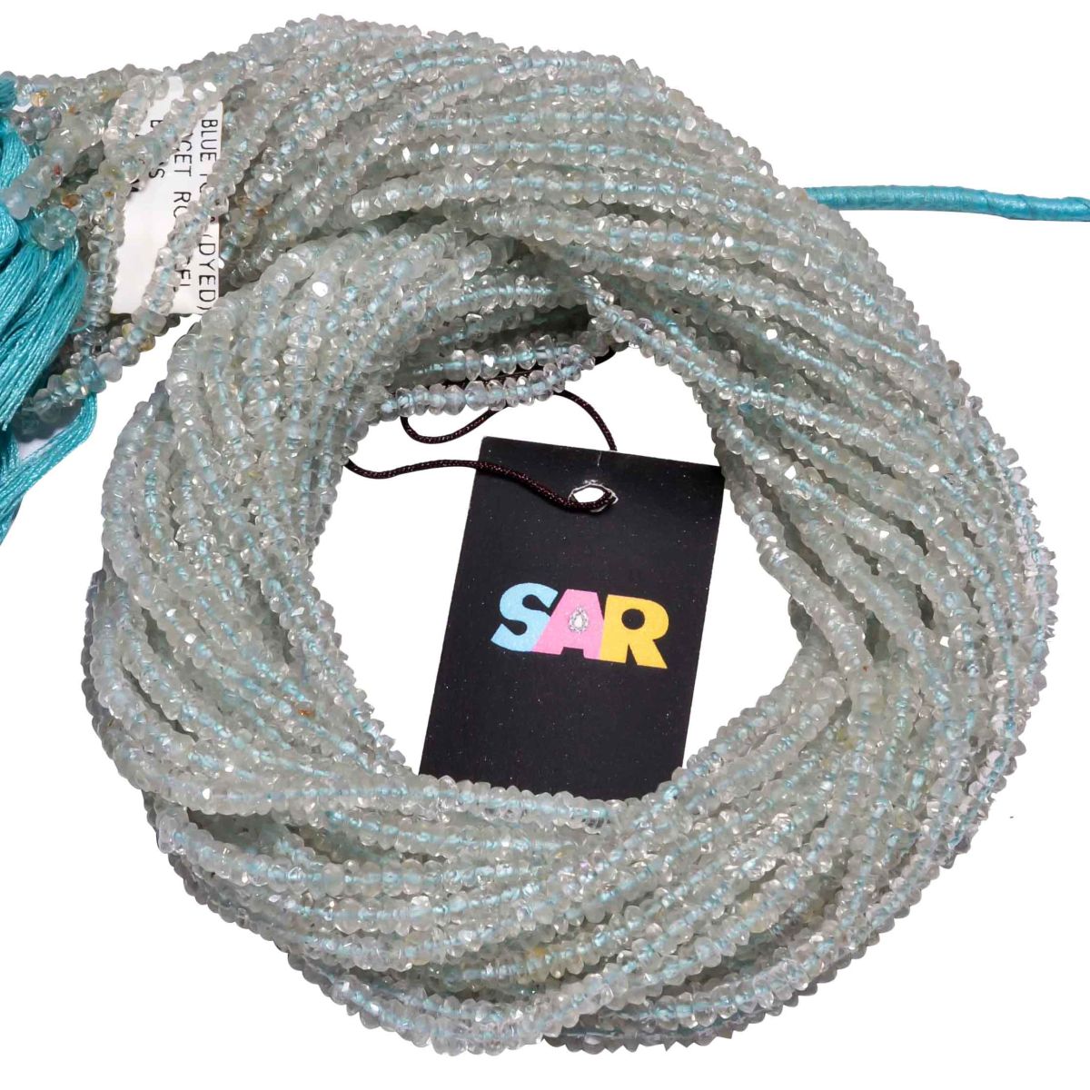 Dyed Blue Topaz 3.5mm-4mm Faceted Roundel Beads Strand, Dyed Blue Topaz Faceted Roundel Beads,