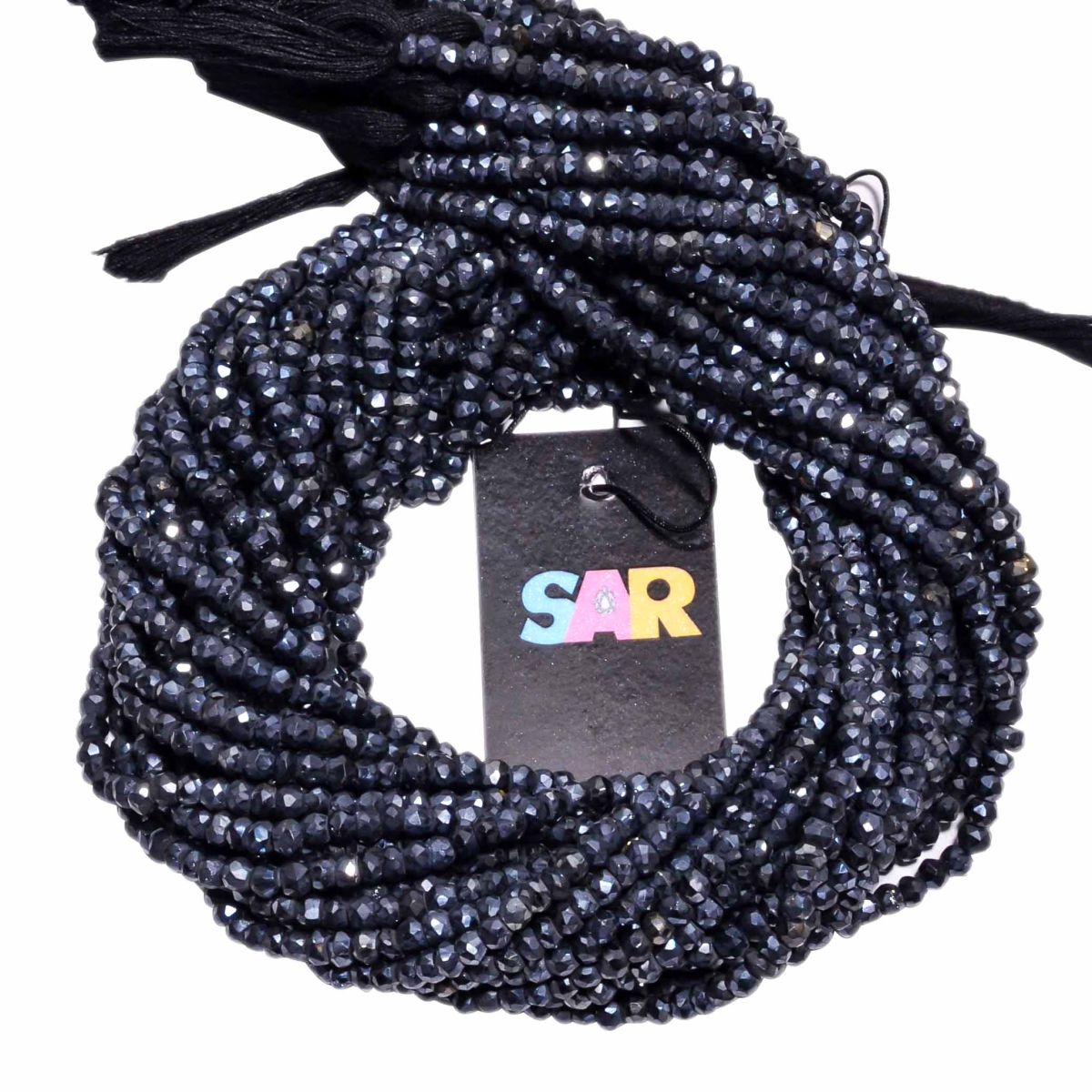 Black Spinel Micro Faceted Mystic Coated Stone Beads, 2.4mm (Round Shape)