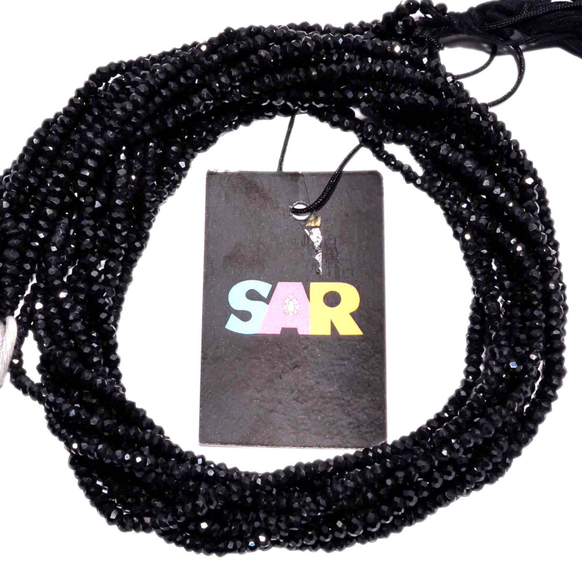 Black Spinel Stone Micro Faceted Beads-Roundel Shape (3mm)