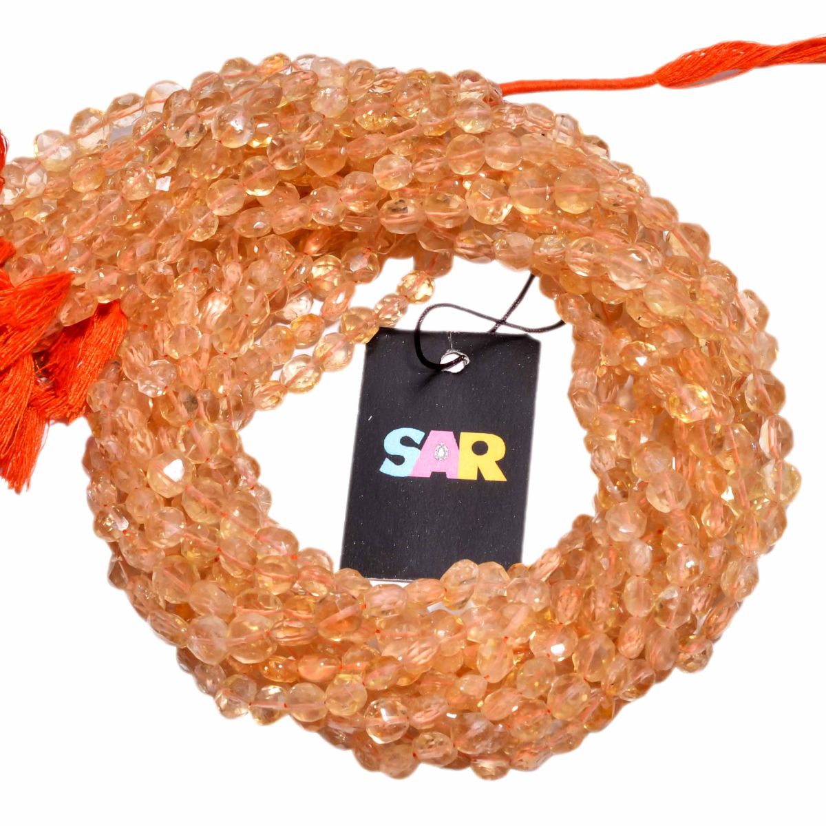 Citrine Faceted Stone Beads-6-6.5mm Coin Shape