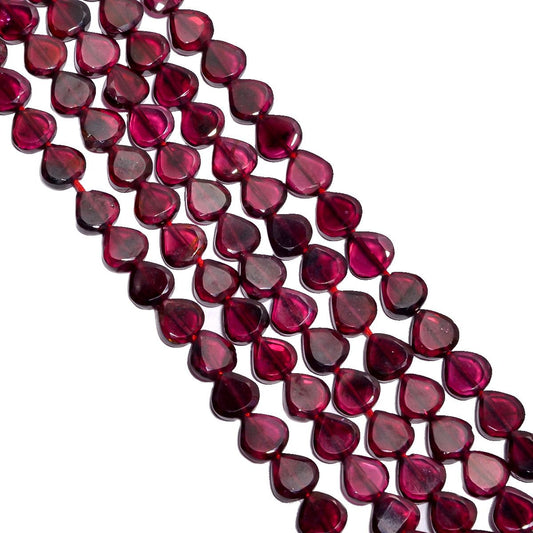 Garnet Faceted Stone Beads-6x6 mm With Heart Shape