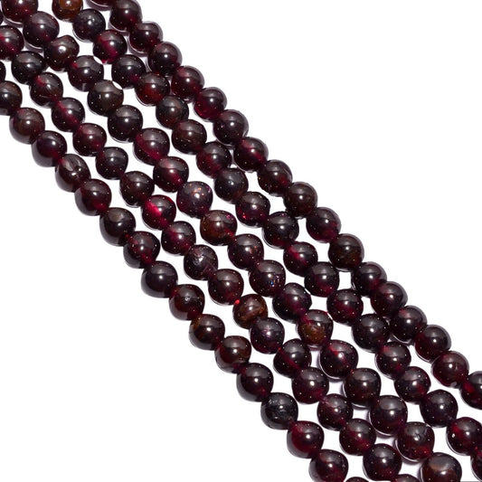 Garnet Plain Beaded Beads- 6-6.5mm (Round Ball Shape)