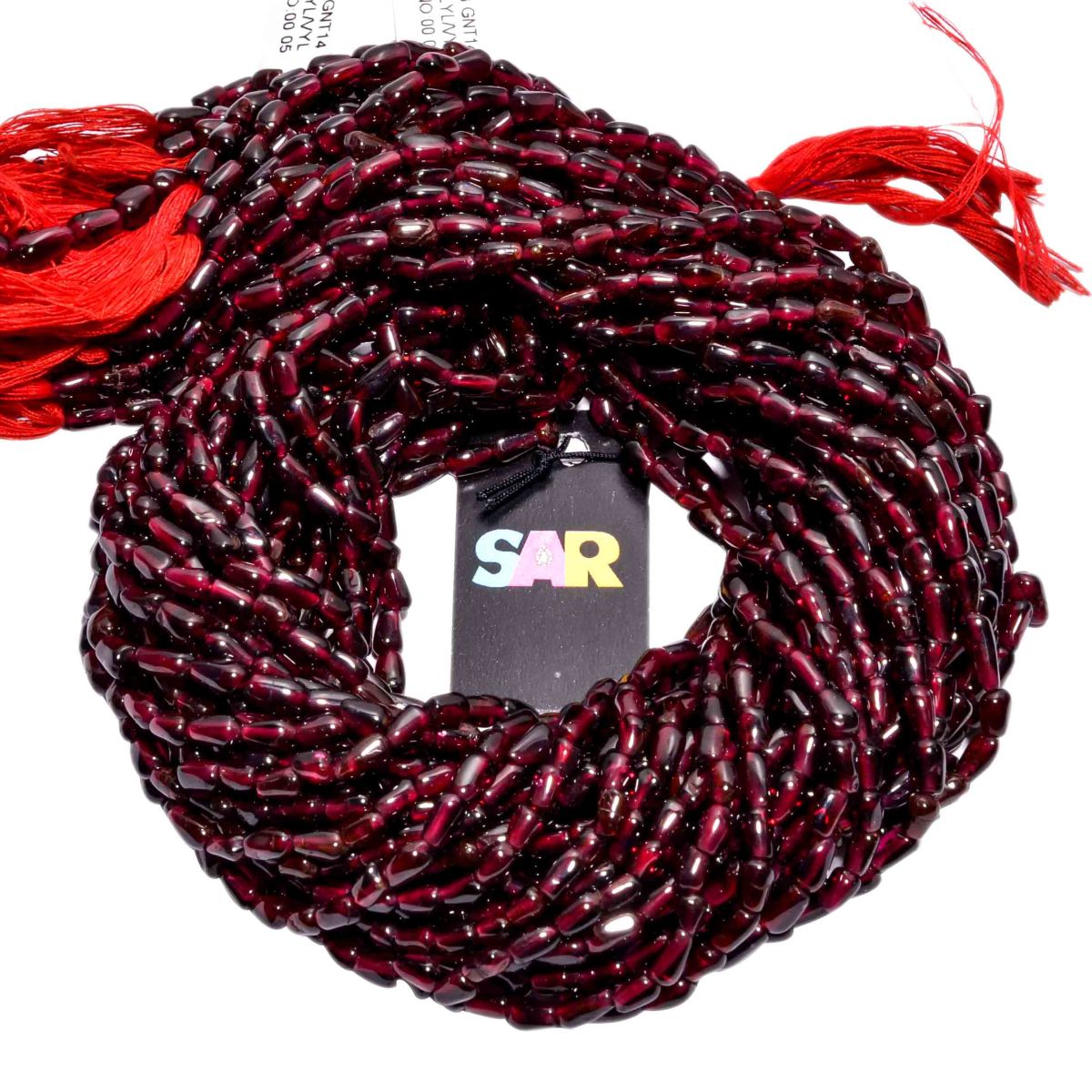 Garnet Plain Beaded Drop Shape Straight Drilled Beads (6.5x4mm)