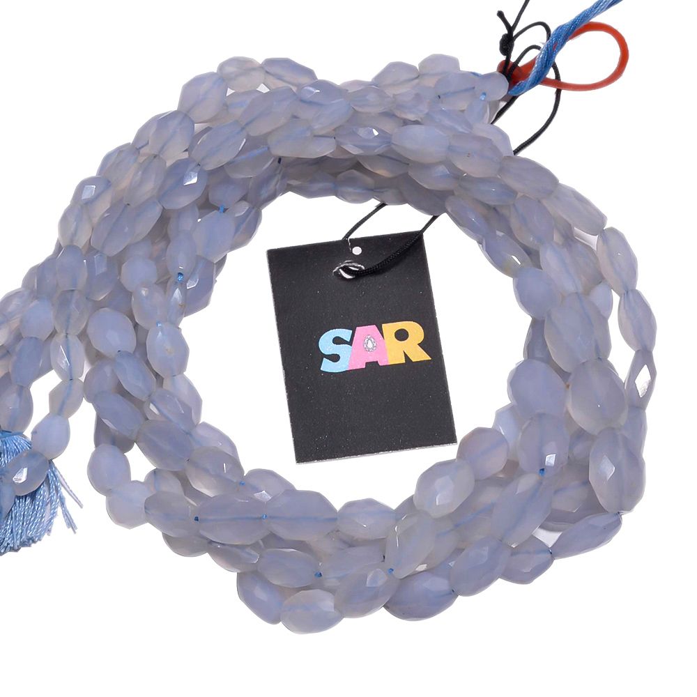 Chalcedony 5x7-9x7mm Faceted Stone Bead, ( Oval Shape)