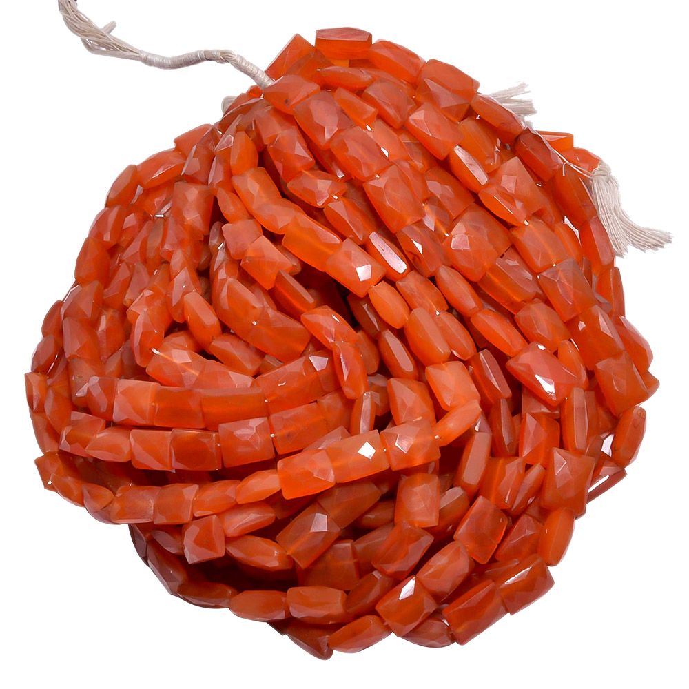Carnelian 15x10-16x12mm Faceted Rectangle Beads Strand, Semi Precious Stone Beads, Carnelian Stone