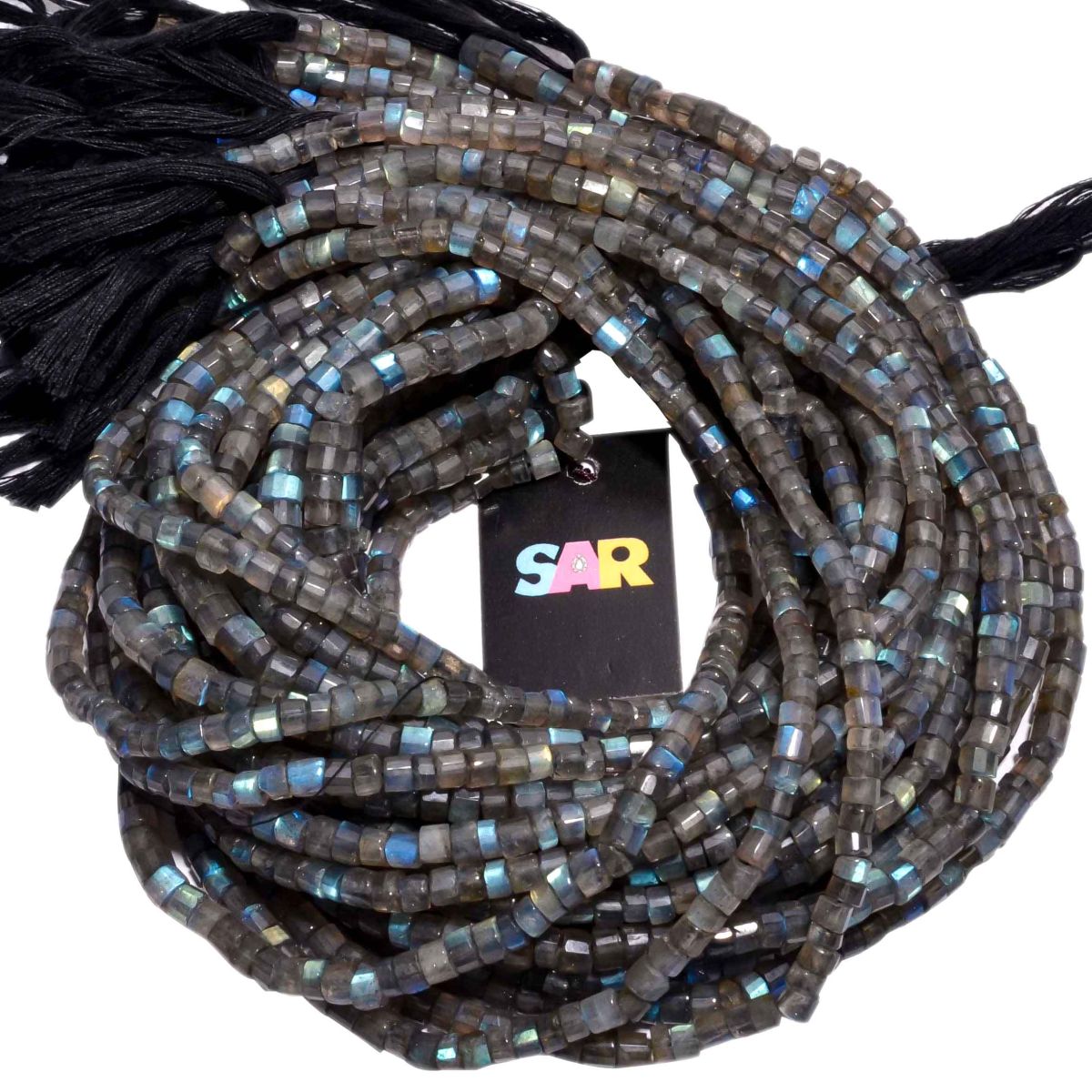 Labradorite 5-5.5mm Faceted Wheel Beads Strand, Labradorite Faceted Wheel Beads, Labradorite Stone Beads