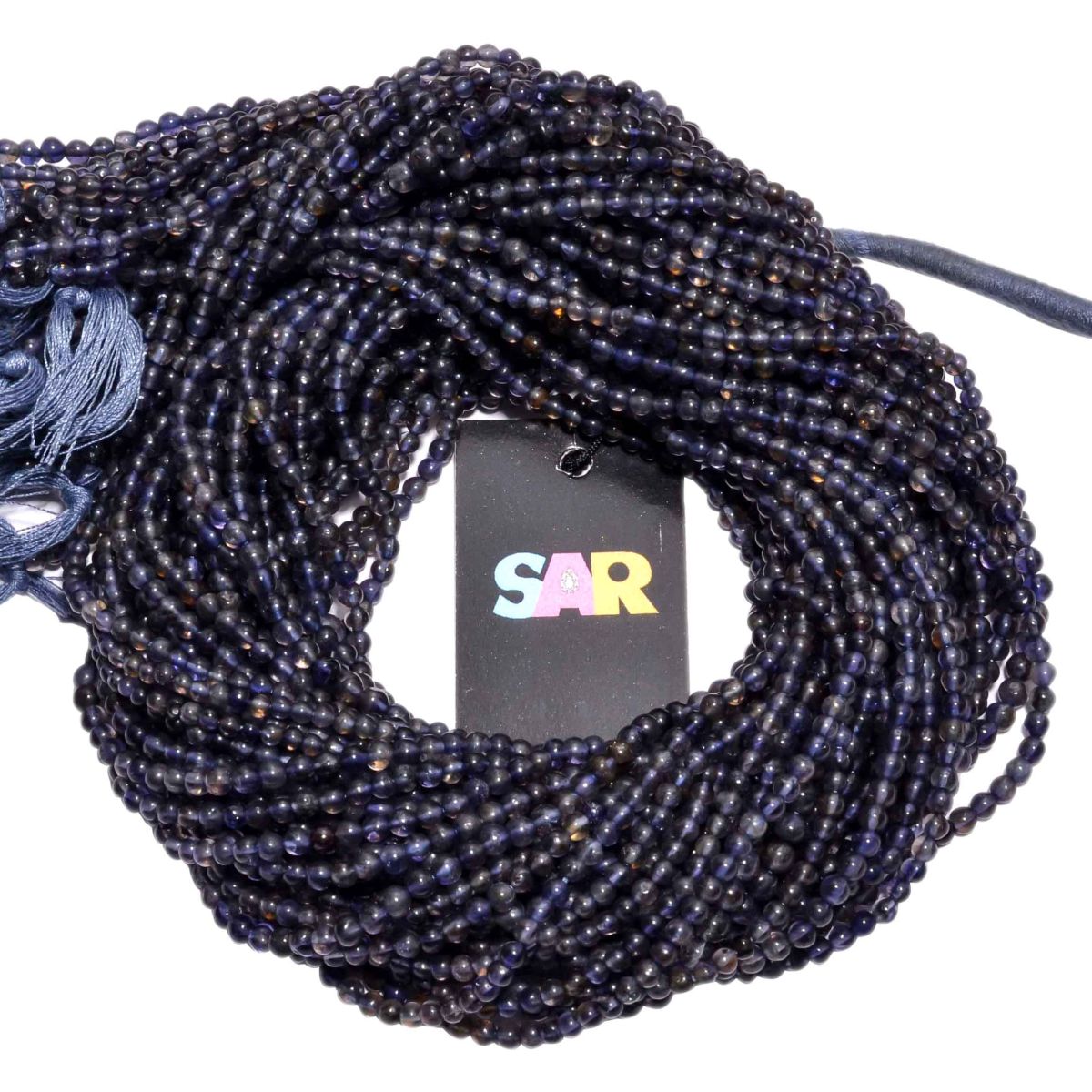 Iolite Smooth Semi Precious Stone Beads- 3-3.5mm , Round Shape