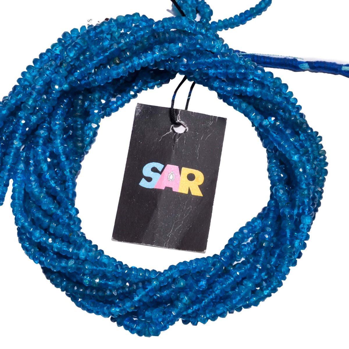 Neon Apatite 3.5-4mm Faceted Roundel Beads Strand, Neon Apatite Faceted Roundel Beads, Neon Apatite Stone