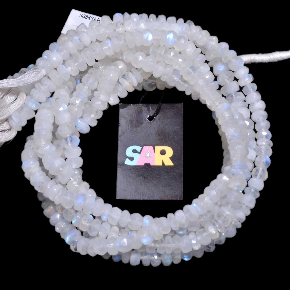 Rainbow Moonstone 7-8mm Faceted Roundel Beads Strand, 7-8mm Faceted Rainbow Moonstone, Rainbow Moonstone