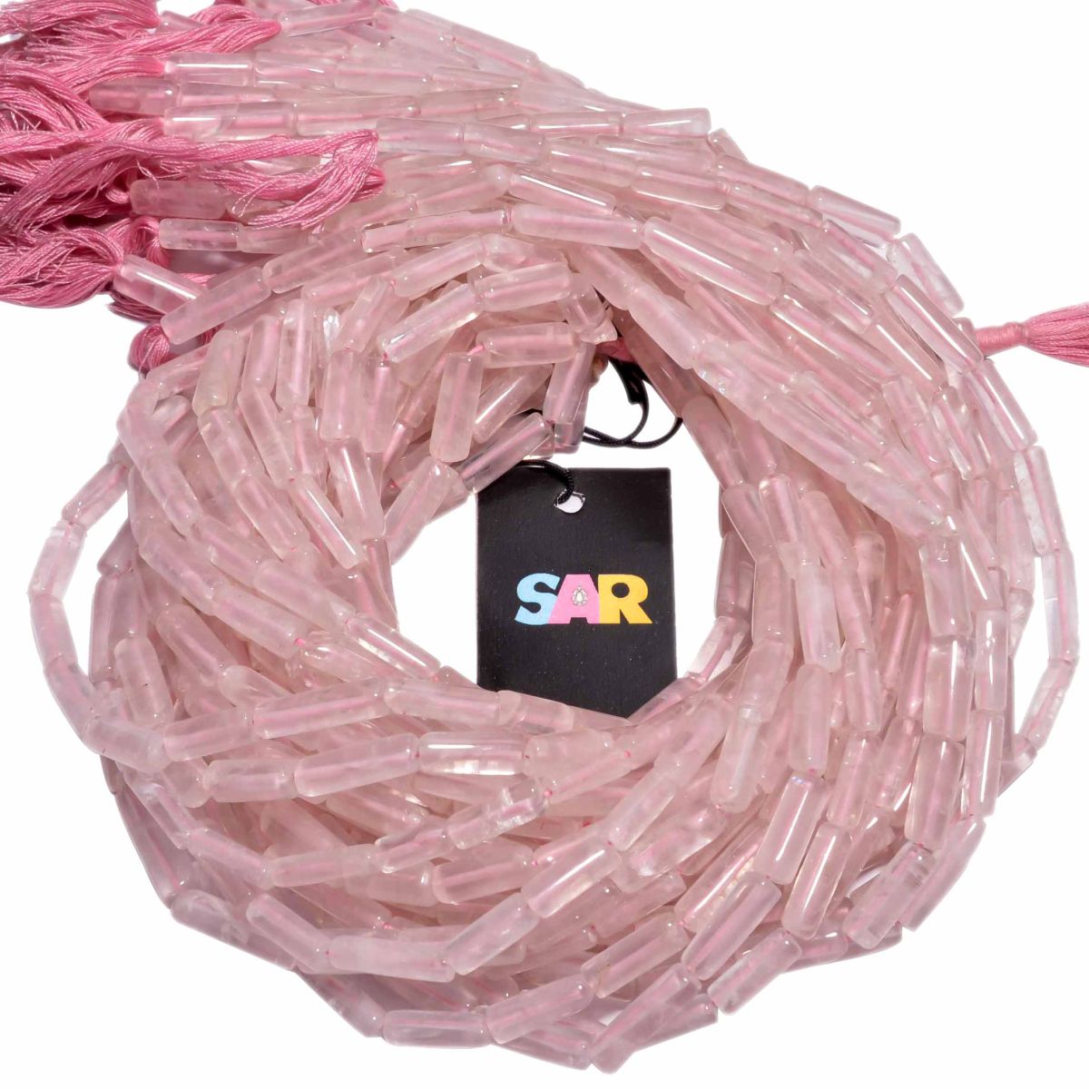 Rose Quartz Smooth Beaded Beads-5.5x13.5-8x5mm Size And Tube Shape