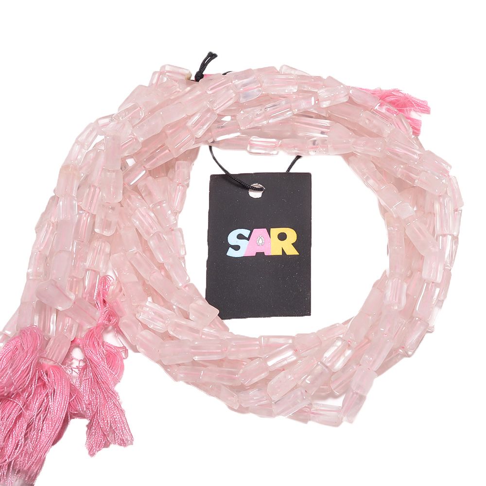 Rose Quartz Plain Stone Beads Cube Shape, 6x5-10x4mm Size