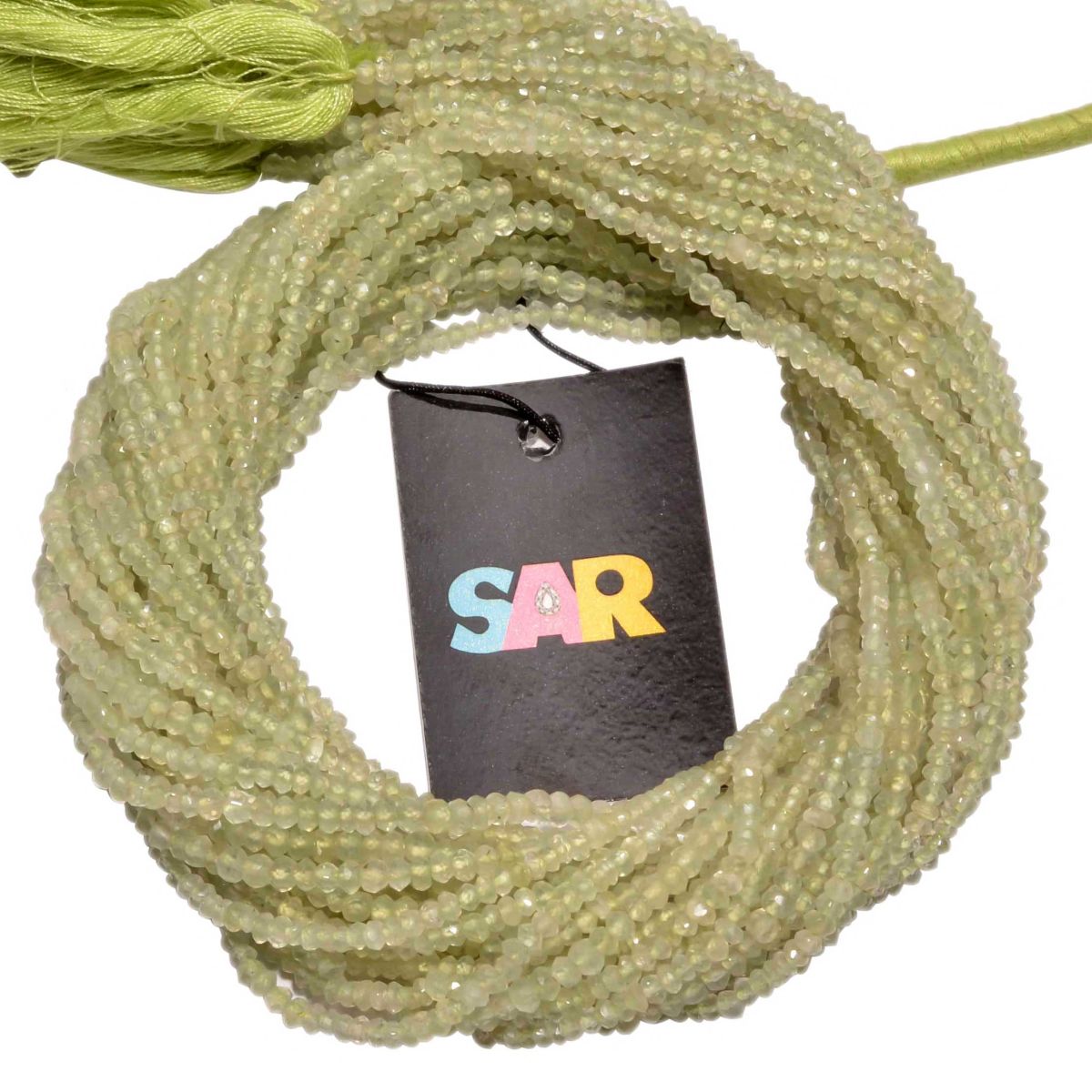 Prehnite Faceted Roundel Beads Strand with 3-3.5mm Size