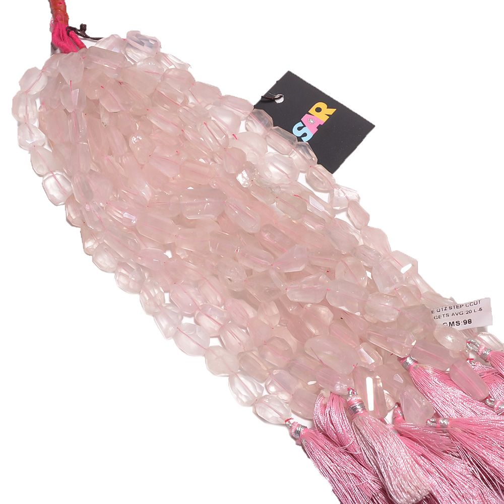 Rose Quartz Faceted Beaded Beads - 11x9-20x10mm Size and Tumble Shape