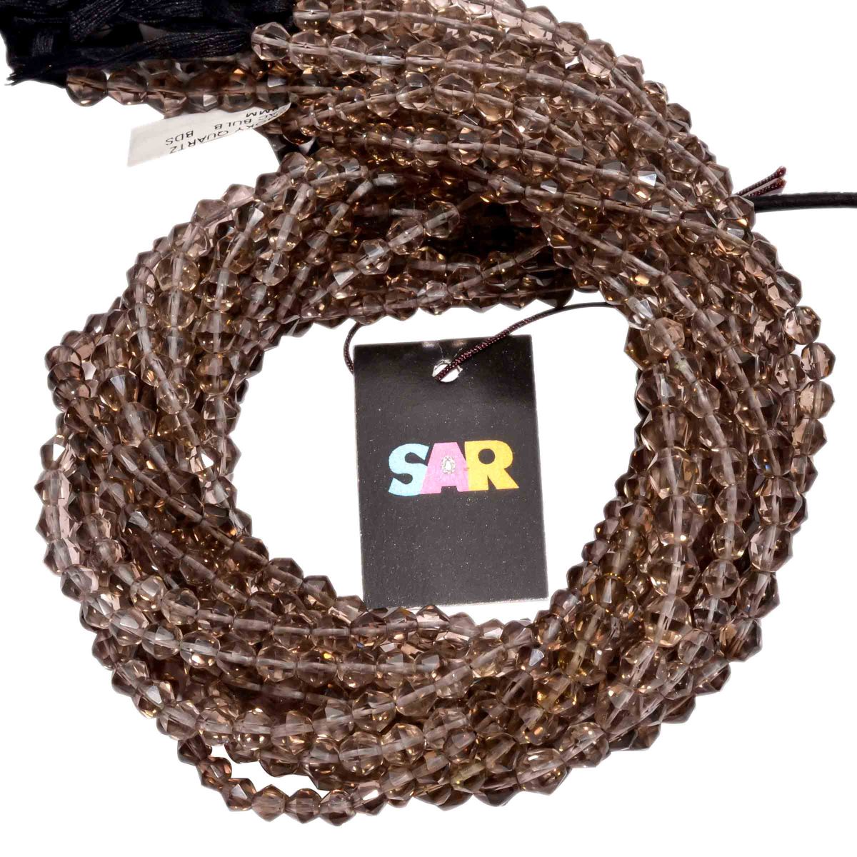 Smoky Quartz 7-8mm Faceted Bulb Beads Strand, Smoky Quartz Faceted Bulb Beads