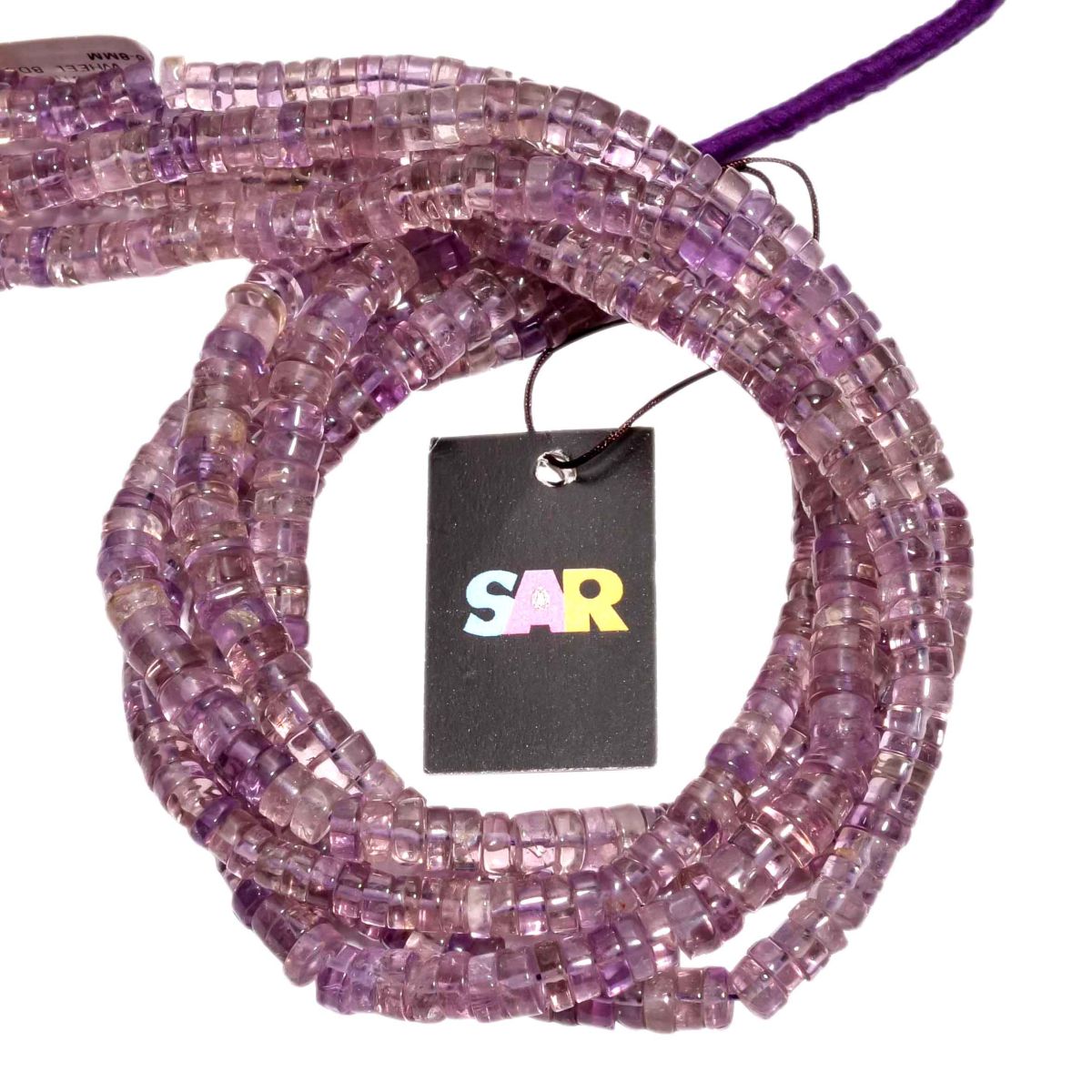 Brazil Amethyst 6-8mm Smooth Wheel Beads Strand, Lite Amethyst Plain Wheel Beads, Brazil Amethyst Beads Strand