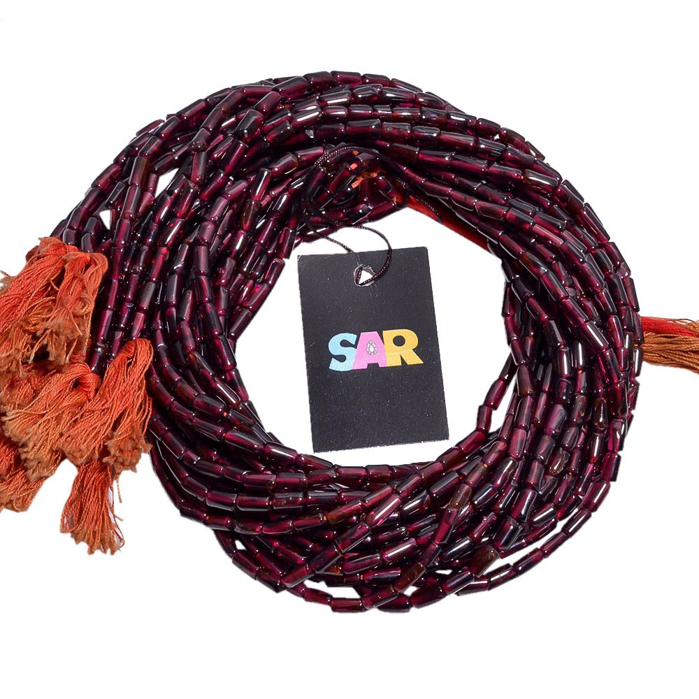 Garnet Smooth Beaded Beads 5x4-9x4mm With Tube Shape