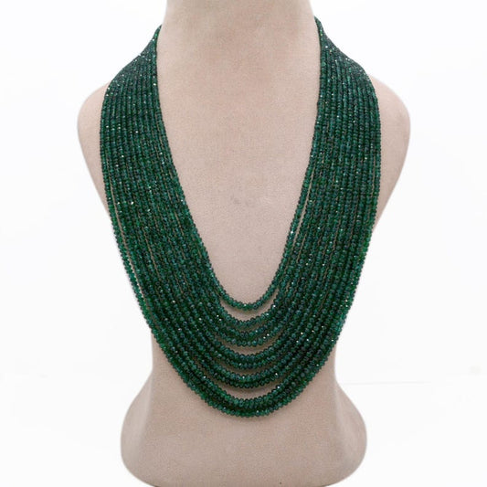 Natural Emerald Rondelle Layered Necklace – May Birthstone, Gemstone Gift for Her