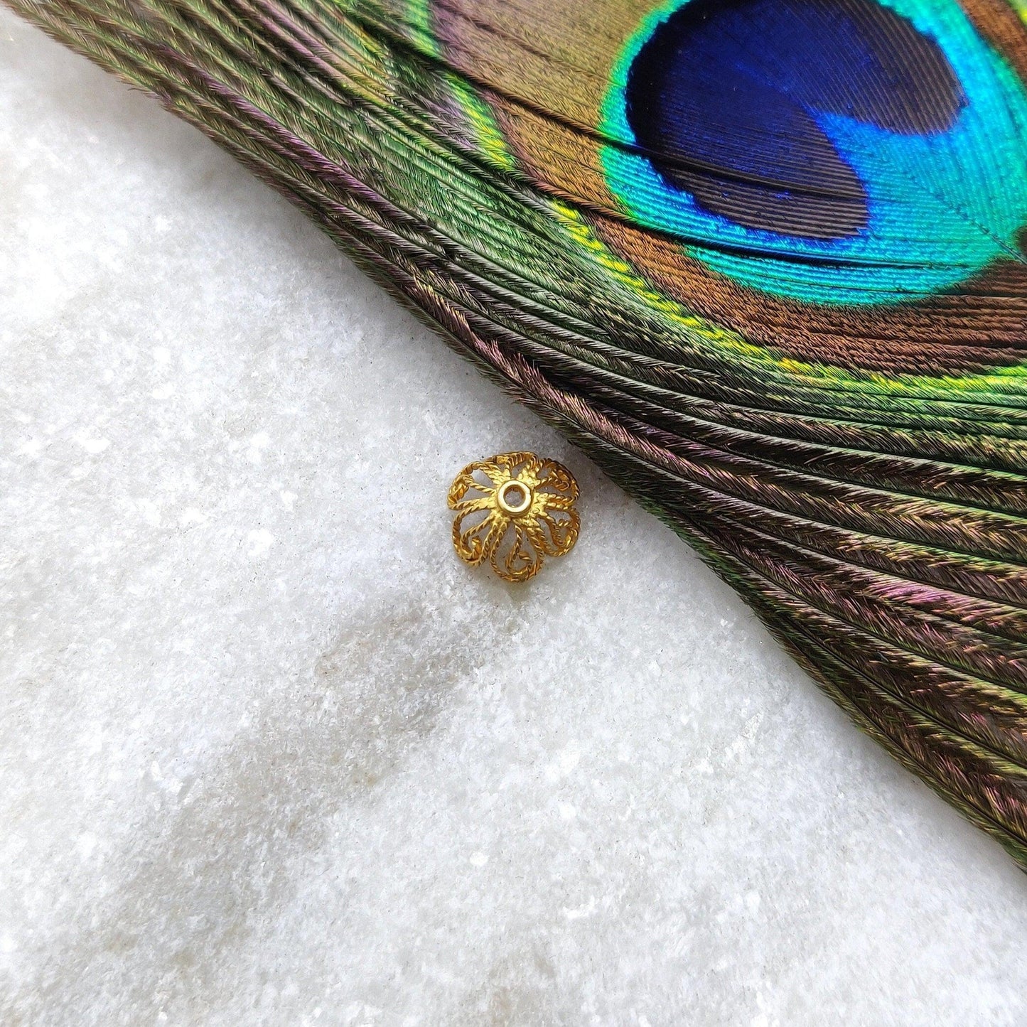 18K Yellow Gold-Plated Fancy Twisted End Bead Cap Supplies 8mm