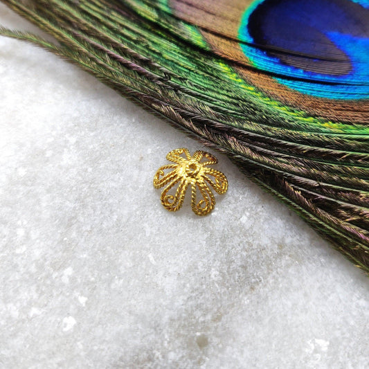 Filigree 18 Carat Yellow Gold-Plated Bead Cap Findings 10mm