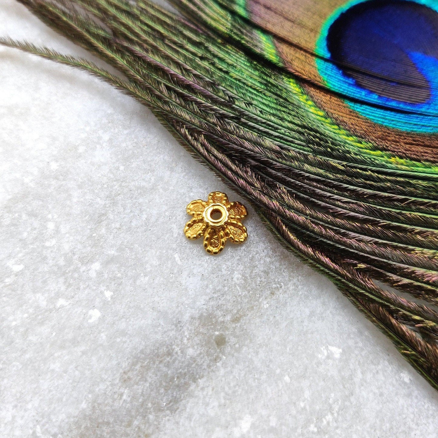 18 Carat Solid Yellow Gold-Plated Filigree Bead Cap Spacer 9mm