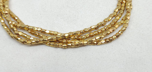18 Carat Solid Yellow Gold Faceted Barrel Gold Spacer Bead Components Sold as 4 Pcs – Textured Finish