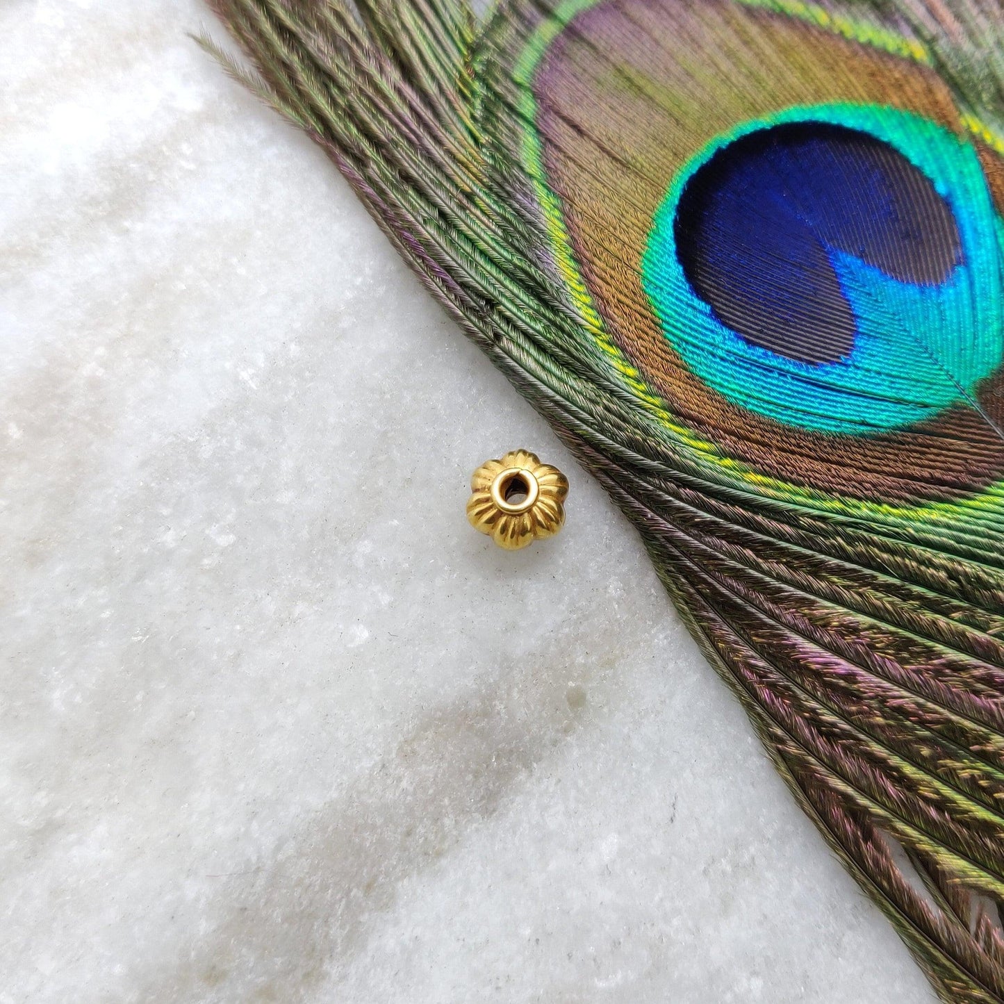 18 Karat Solid Yellow Gold Watermelon Gold Spacer Bead Components 6x7mm