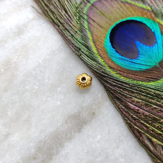 18 Karat Solid Yellow Gold Watermelon Gold Spacer Bead Components 6x7mm