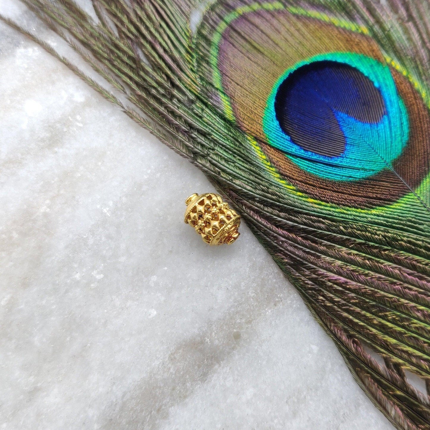 18 Karat Solid Yellow Gold Tube Textured Gold Spacer Bead Components 8x12mm