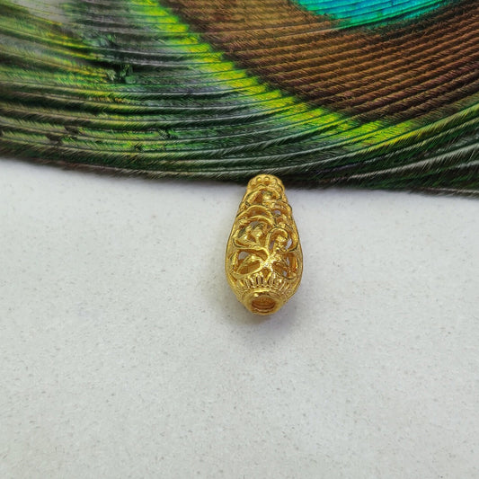 18K Solid Gold Flower Lantern Spacer Bead