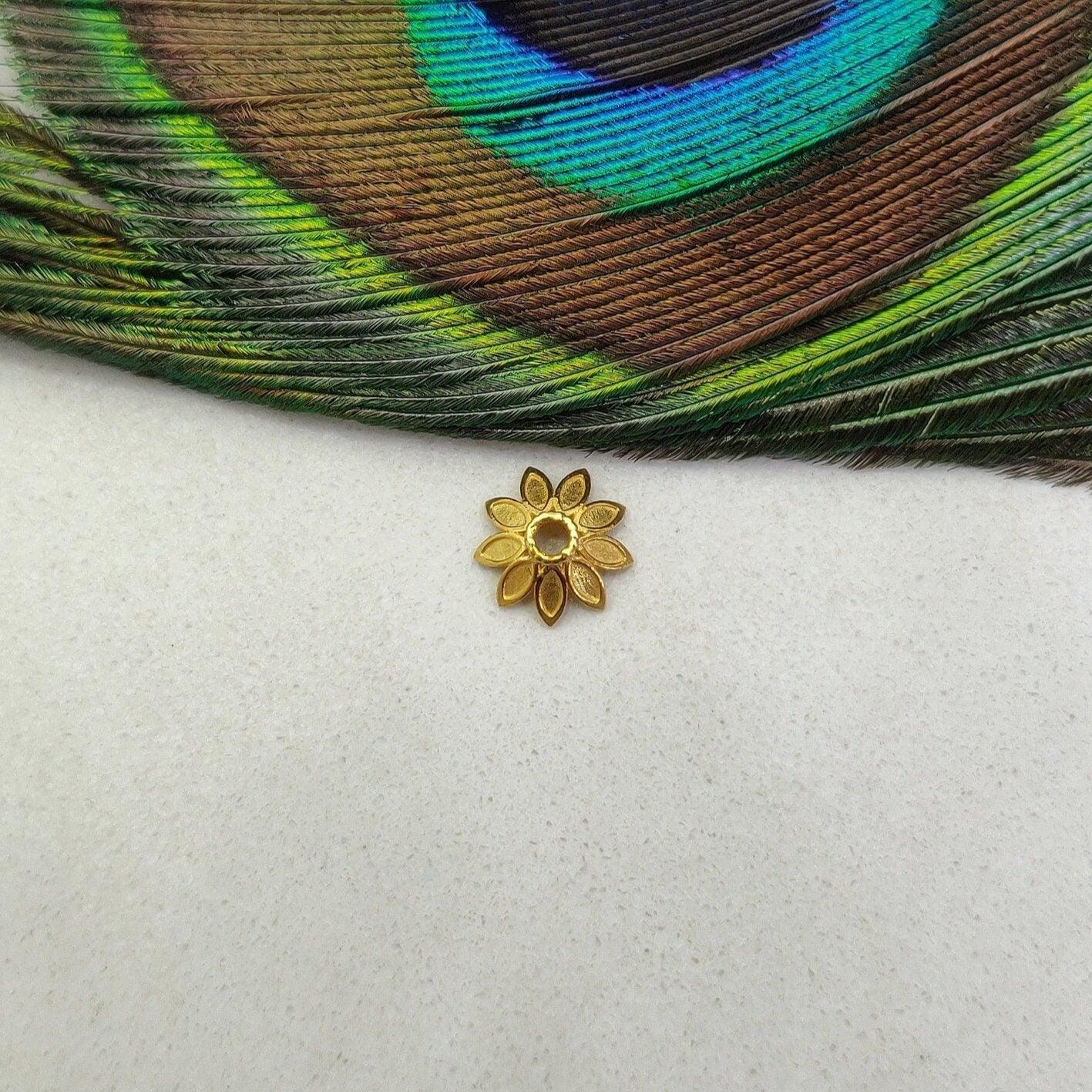 18K Solid Gold Bead Cap Spacer