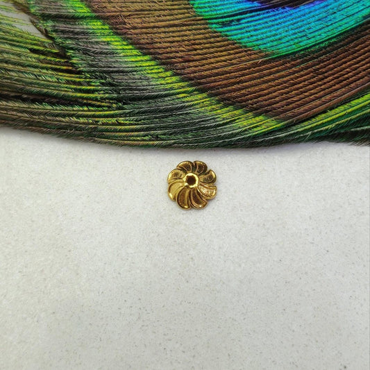 18K Solid Yellow Gold-Plated End Bead Cap Findings For Jewelry Making 7mm