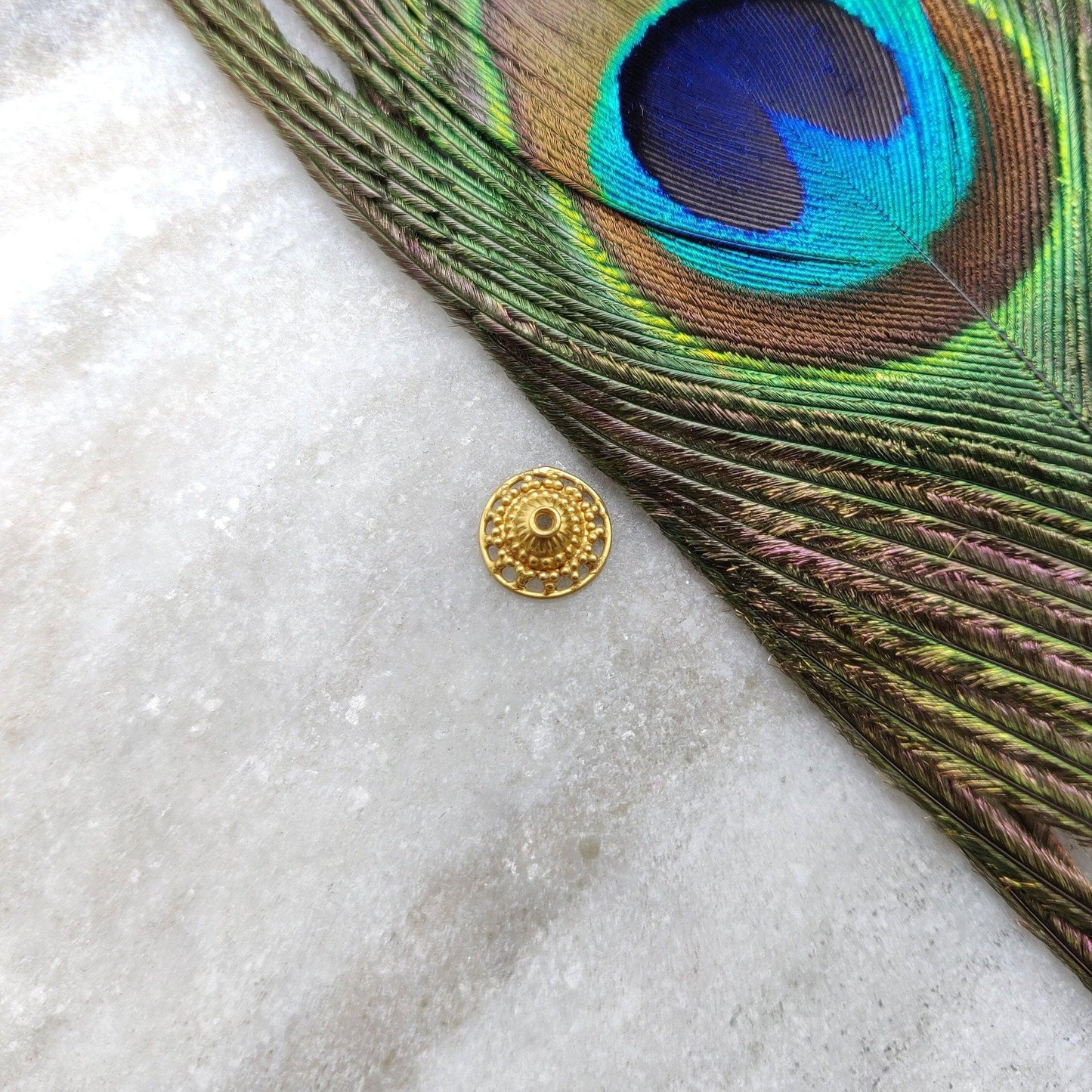 18 Carat Solid Yellow Gold-Plated Fancy Spacer Bead Cap Findings