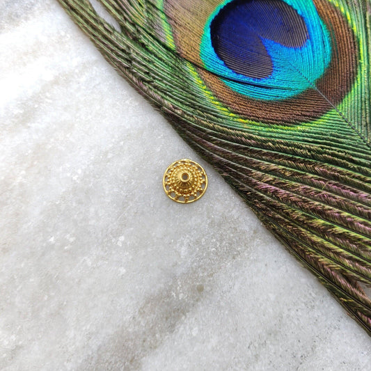 18 Carat Solid Yellow Gold-Plated Fancy Spacer Bead Cap Findings