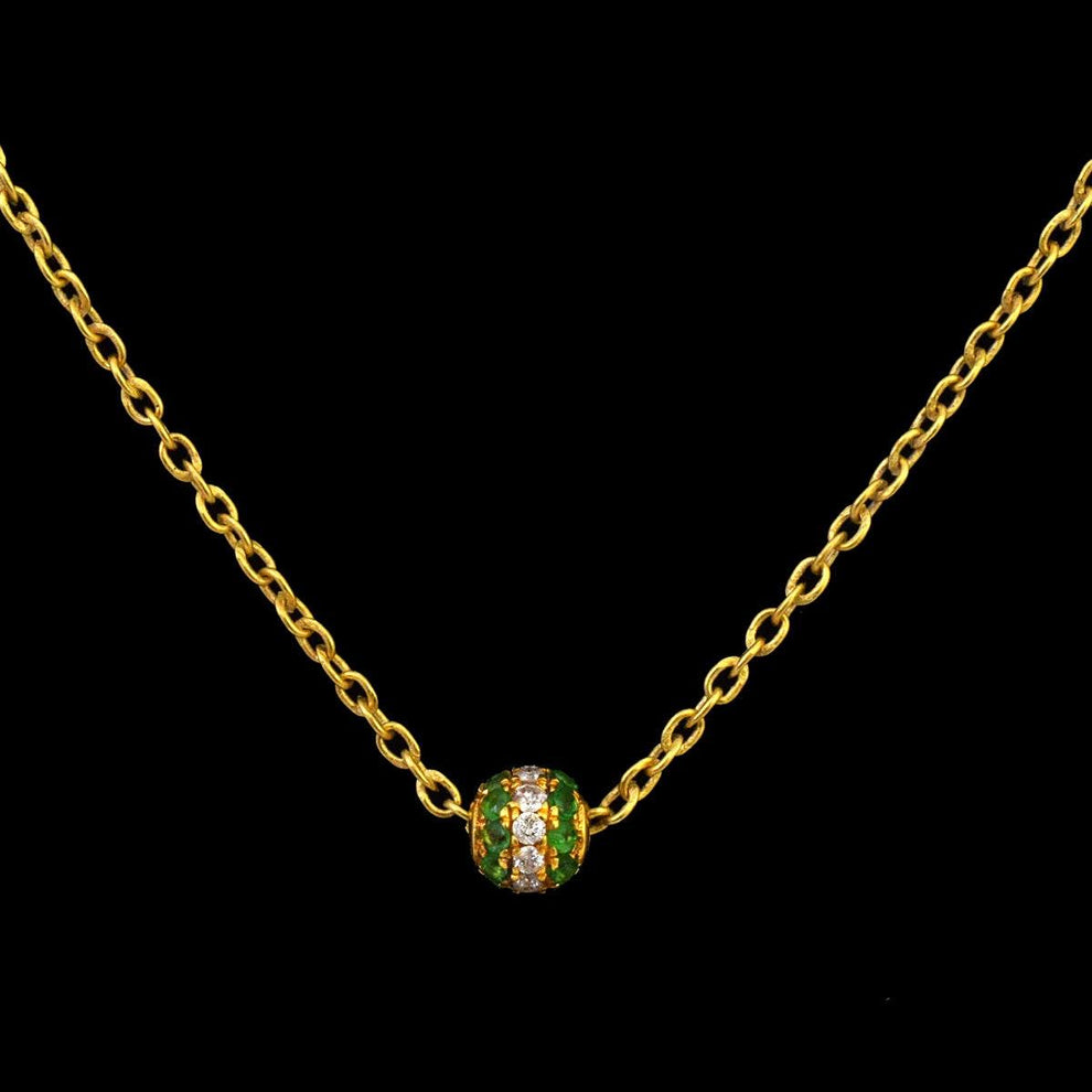 14k Solid Yellow Gold Pave Diamond & Tsavorite Spacer Beads 4 mm