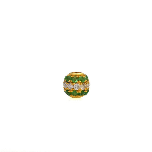 14k Solid Yellow Gold Pave Diamond & Tsavorite Spacer Beads 4 mm - view 3
