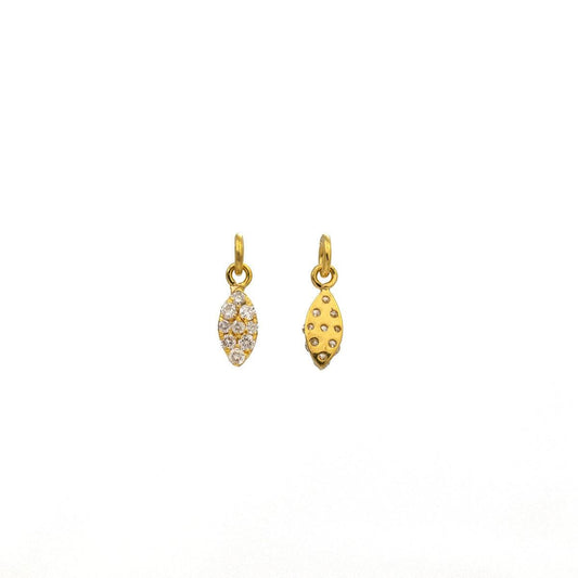 14K Yellow Gold White Diamond Charm Pendant - SAR Gems