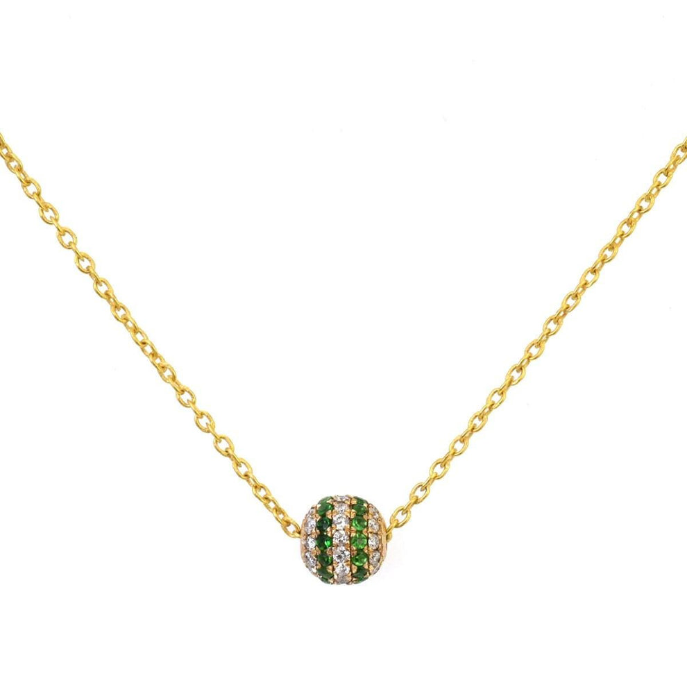 14k Solid Yellow Gold Pave Diamond & Tsavorite Ball Beads 6mm