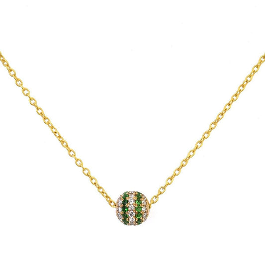 14k Solid Yellow Gold Pave Diamond & Tsavorite Ball Beads 6mm - view 3