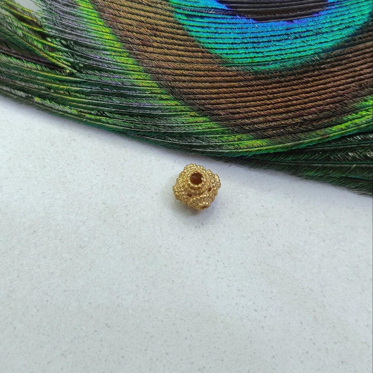 18 Carat Solid Yellow Gold Round Beads 6mm Handcrafted Crafts Supply