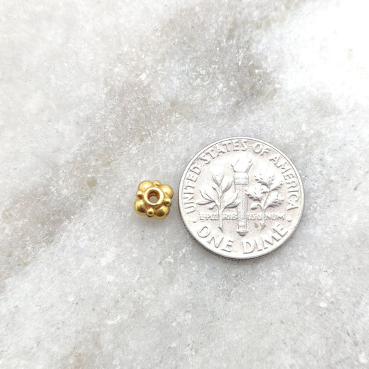 18 Karat Gold Wheel Spacer Flower Beads 4x5mm - view 3