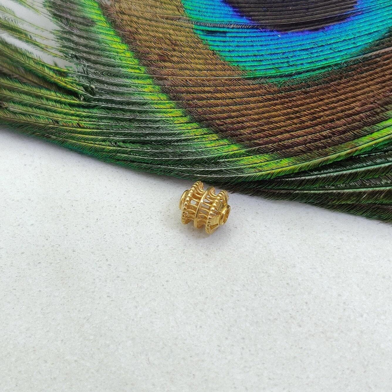 18K Solid Yellow Gold Wheel Gold Spacer Bead Components 6mm