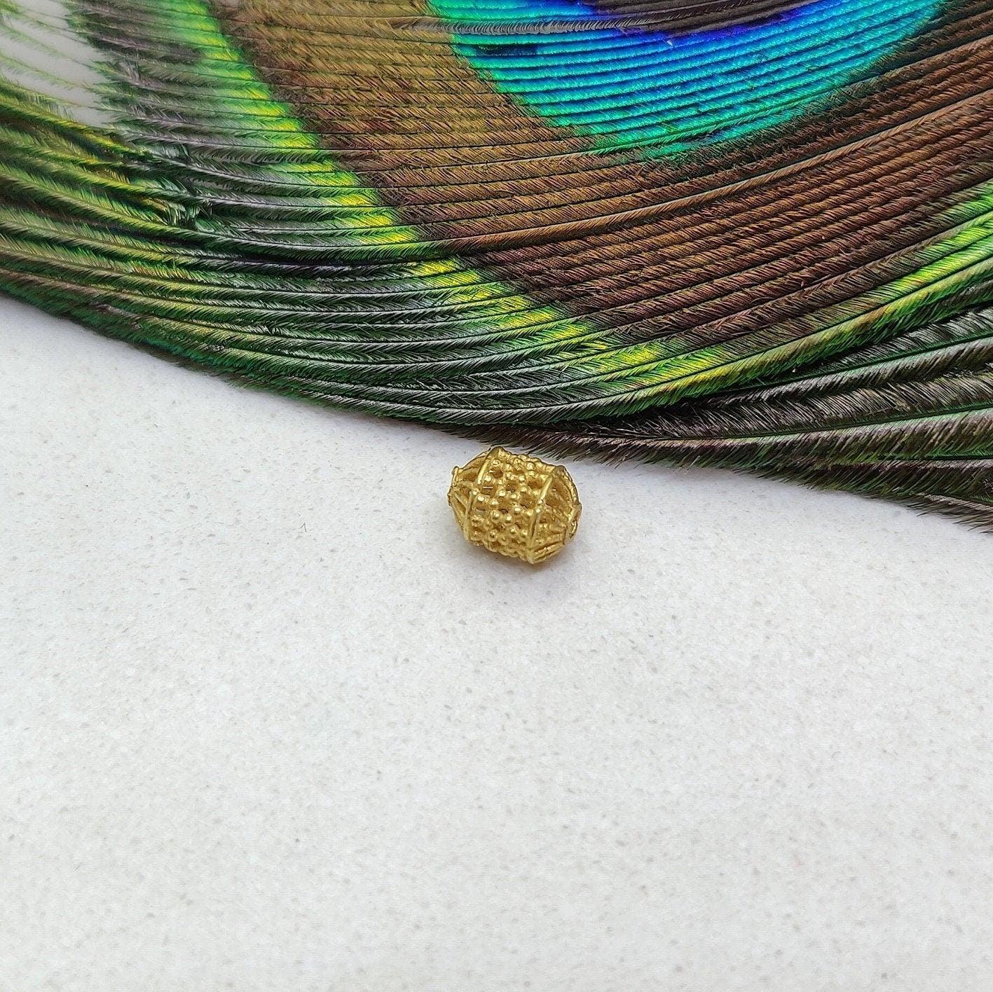 18 Carat Yellow Gold Tube Gold Spacer Bead Components 5x6.5mm