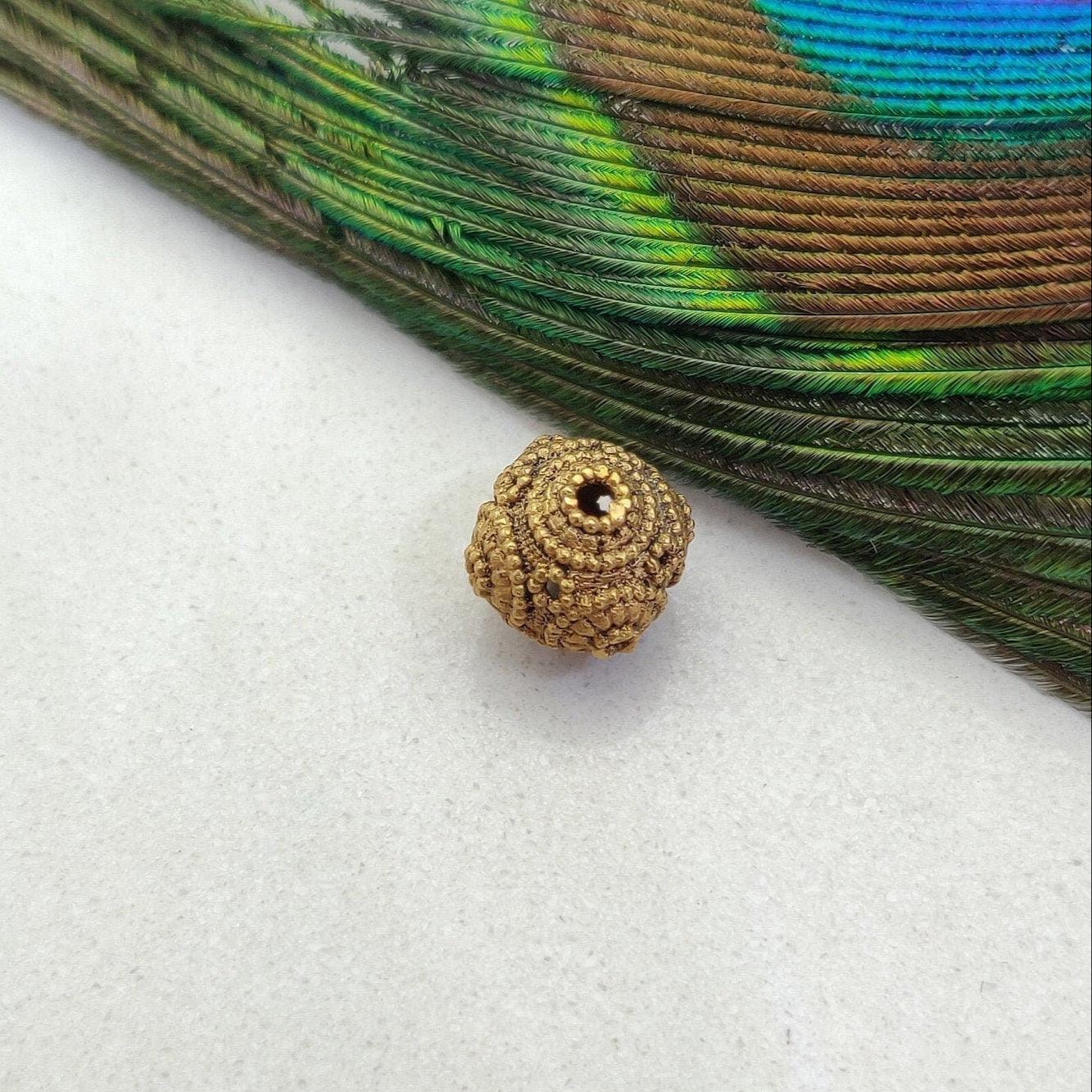 18 Carat Solid Yellow Carved Round Spacer Ball Beads